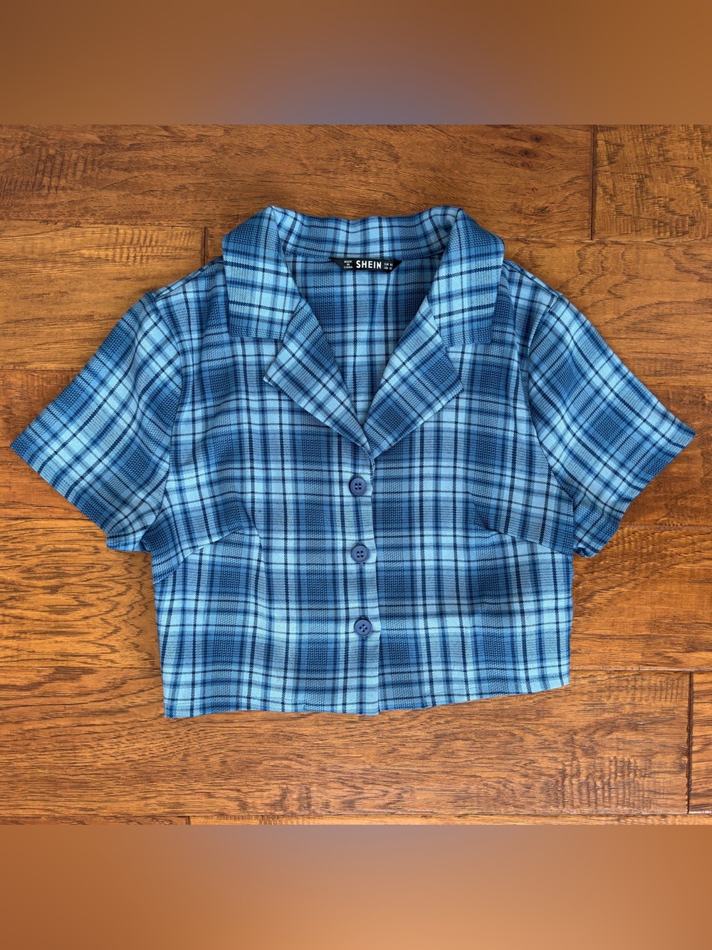 Clueless Inspired Button-up Blue Plaid Blouse